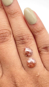 3.04cttw | Salt & Pepper Pear Shape Rose Cut Diamond Matched Pair - Modern Rustic Diamond