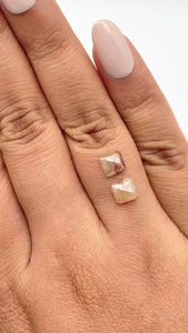 2.41cttw | Rustic  Cushion Shape Rose Cut Diamond Matched Pair - Modern Rustic Diamond