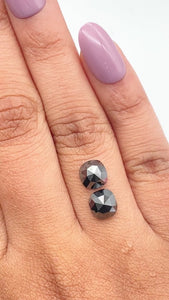 2.56cttw | Black Cushion Shape Rose Cut Diamond Matched Pair - Modern Rustic Diamond