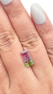 3.07ct |  Emerald Shape Step Cut Tourmaline - Modern Rustic Diamond