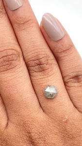 1.11ct | Salt & Pepper Hexagon Shape Rose Cut Diamond - Modern Rustic Diamond