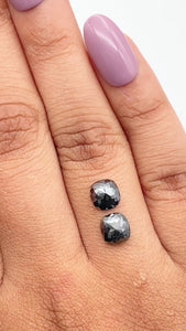 1.73cttw | Black Cushion Shape Rose Cut Diamond Matched Pair - Modern Rustic Diamond