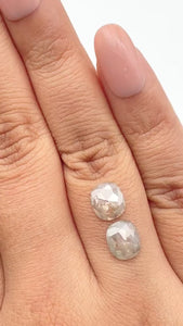2.28cttw | Rustic Oval Shape Rose Cut Diamond Matched Pair - Modern Rustic Diamond