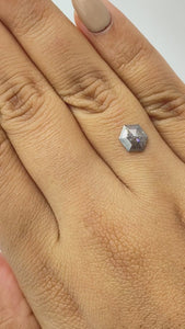 0.89ct | Salt & Pepper Hexagon Shape Rose Cut Diamond - Modern Rustic Diamond