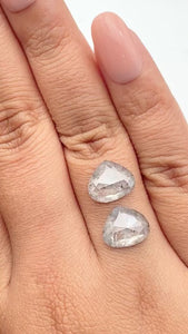 5.87cttw | Rustic Pear Shape Rose Cut Diamond Matched Pair - Modern Rustic Diamond