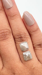 3.45cttw | Rustic  Cushion Shape Rose Cut Diamond Matched Pair - Modern Rustic Diamond