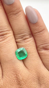 2.09ct | Brilliant Cut Cushion Shape Brazil Emerald - Modern Rustic Diamond