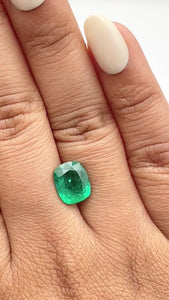 2.46ct | Brilliant Cut Cushion Shape Brazil Emerald - Modern Rustic Diamond