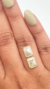 3.51cttw | Salt & Pepper Emerald Shape Rose Cut Diamond Matched Pair - Modern Rustic Diamond