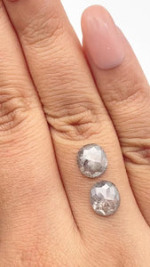 3.39cttw | Rustic Cushion Shape Rose Cut Diamond Matched Pair - Modern Rustic Diamond