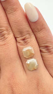 3.54cttw | Salt & Pepper Radiant Shape Rose Cut Diamond Matched Pair - Modern Rustic Diamond