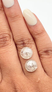 6.97cttw | Rustic Round Shape Rose Cut Diamond Matched Pair - Modern Rustic Diamond