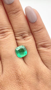 2.88ct | Brilliant Cut Cushion Shape Brazil Emerald - Modern Rustic Diamond