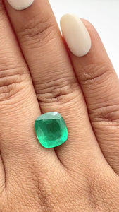 4.48ct | Brilliant Cut Cushion Shape Brazil Emerald - Modern Rustic Diamond