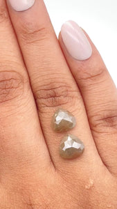 4.04cttw | Rustic  Pear Shape Rose Cut Diamond Matched Pair - Modern Rustic Diamond