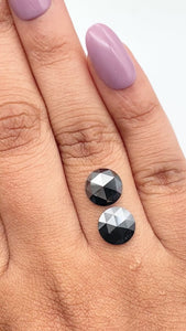 3.58cttw | Black Round Shape Rose Cut Diamond Matched Pair - Modern Rustic Diamond