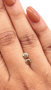 0.65cttw | Cognac VS-SI Round Shape Brilliant Cut Diamond Matched Pair - Modern Rustic Diamond