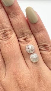 4.36cttw | Salt & Pepper Cushion Shape Rose Cut Diamond Matched Pair - Modern Rustic Diamond