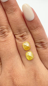 3.35cttw | Rustic  Cushion Shape Rose Cut Diamond Matched Pair - Modern Rustic Diamond