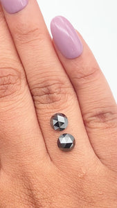 1.96cttw | Black Round Shape Rose Cut Diamond Matched Pair - Modern Rustic Diamond