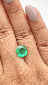 2.66ct | Brilliant Cut Cushion Shape Brazil Emerald - Modern Rustic Diamond