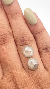 5.83cttw | Salt & Pepper Oval Shape Rose Cut Diamond Matched Pair - Modern Rustic Diamond