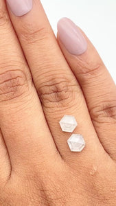 1.75cttw | Rustic  Hexagon Shape Rose Cut Diamond Matched Pair - Modern Rustic Diamond