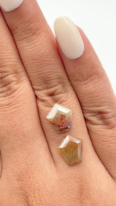 4.58cttw | Rustic  Shield Shape Rose Cut Diamond Matched Pair - Modern Rustic Diamond