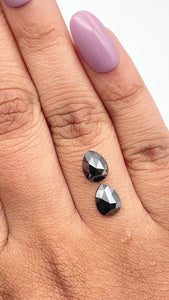 2.01cttw | Black Pear Shape Rose Cut Diamond Matched Pair - Modern Rustic Diamond