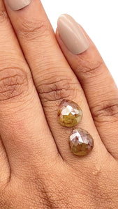 5.76cttw | Salt & Pepper Pear Shape Rose Cut Diamond Matched Pair - Modern Rustic Diamond