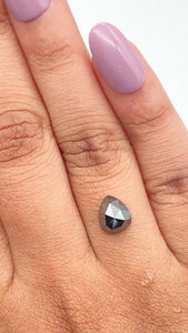 1.23ct | Black Pear Shape Rose Cut Diamond - Modern Rustic Diamond