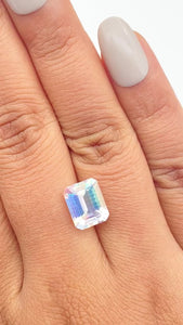3.21ct |  Emerald Shape Step Cut Moonstone - Modern Rustic Diamond