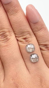 3.21cttw | Rustic  Cushion Shape Rose Cut Diamond Matched Pair - Modern Rustic Diamond