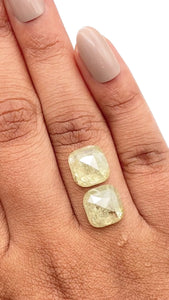 8.36cttw | Salt & Pepper Cushion Shape Rose Cut Diamond Matched Pair - Modern Rustic Diamond