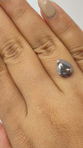 1.76ct | Salt & Pepper Pear Shape Rose Cut Diamond - Modern Rustic Diamond
