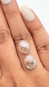 7.27cttw | Rustic Oval Shape Rose Cut Diamond Matched Pair - Modern Rustic Diamond