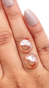 13.33cttw | Salt & Pepper Cushion Shape Rose Cut Diamond Matched Pair - Modern Rustic Diamond