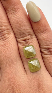 7.34cttw | Salt & Pepper Cushion Shape Rose Cut Diamond Matched Pair - Modern Rustic Diamond