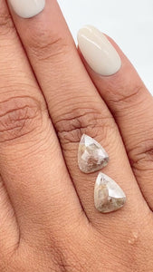 2.86cttw | Rustic  Pear Shape Rose Cut Diamond Matched Pair - Modern Rustic Diamond