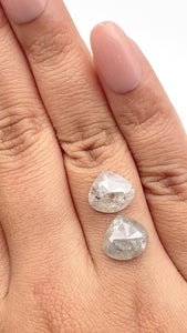 6.83cttw | Rustic  Pear Shape Rose Cut Diamond Matched Pair - Modern Rustic Diamond