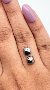 2.55cttw | Black Cushion Shape Rose Cut Diamond Matched Pair - Modern Rustic Diamond