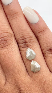 2.42cttw | Rustic  Shield Shape Rose Cut Diamond Matched Pair - Modern Rustic Diamond