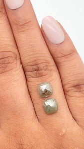 2.61cttw | Rustic  Cushion Shape Rose Cut Diamond Matched Pair - Modern Rustic Diamond
