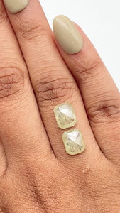 4.29cttw | Salt & Pepper Emerald Shape Rose Cut Diamond Matched Pair - Modern Rustic Diamond