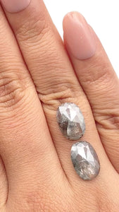 6.49cttw | Rustic Oval Shape Rose Cut Diamond Matched Pair - Modern Rustic Diamond