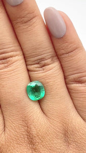 2.26ct | Brilliant Cut Cushion Shape Brazil Emerald - Modern Rustic Diamond