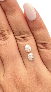 1.56cttw | Salt & Pepper Oval Shape Rose Cut Diamond Matched Pair - Modern Rustic Diamond