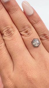 2.05ct | Salt & Pepper Hexagon Shape Rose Cut Diamond - Modern Rustic Diamond