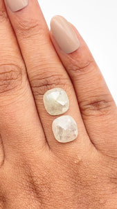 6.15cttw | Salt & Pepper Cushion Shape Rose Cut Diamond Matched Pair - Modern Rustic Diamond