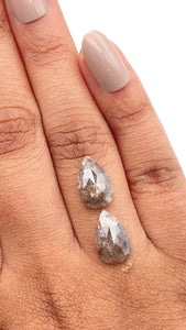5.42cttw | Rustic Pear Shape Rose Cut Diamond Matched Pair - Modern Rustic Diamond